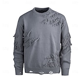preiswerte Herrenpullover-Herren Pullover Strickpullover Gerippt Stricken Normale Oberteile Gestrickt Zerrissen Einfach Rundhalsausschnitt Mode Basic Urlaub Alltagskleidung Bekleidung Herbst Winter Schwarz Khaki M L XL