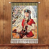 billiga Gobelänger-Skönhet Uyghur etnisk stil väggtapet konstnärlig bakgrundsdekoration boho hängande konst för sovrum vardagsrum eller café