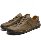 cheap Casual Lace-Up Shoes-Men's Brown Lace-Up Casual Shoes with Stitched Detailing, Comfortable Design for Daily Wear, Outdoor Adventures and Weekend Getaways