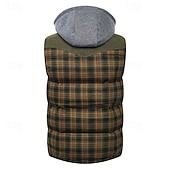 economico Gilet Puffer da Uomo-Per uomo Gilet imbottito Gilet Vacanza Quotidiano Data Moda Casual Autunno Inverno Tasca Poliestere Caldo Confortevole Plaid Cerniera Con Cappuccio Vestibilità regolare Rosso Verde Verde militare
