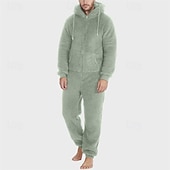 economico Pigiami-Per uomo Abbigliamento da Casa Bodysuit Pigiami 1 Pezzo Semplice Caldo Moda Elegante Casa Quotidiano Da letto Sherpa Poliestere Calore Termico Comodità Morbido Felpa con Cappuccio Manica Lunga
