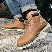 Недорогие Рабочие ботинки-Классические мужские рабочие ботинки для улицы – прочные ботинки на шнуровке с нескользящей подошвой и амортизирующей стелькой для строительства, сельского хозяйства и повседневной носки