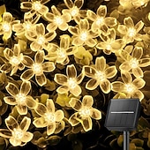 tanie Zasilane energią słoneczną-1/2 szt. Łańcuchy świetlne z kwiatu słonecznego na zewnątrz 6,5 m 30 diod LED kwiaty wiśni wróżki wodoodporne 8 trybów do ogrodu patio dekoracja wiosenna podwórko trawnik choinka przyjęcie świąteczne