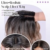 economico Parrucche da festa-Parrucche corte ondulate per donna, parrucca nera a caschetto, capelli sintetici dall&#039;aspetto naturale, riga centrale frontale in pizzo, per acconciature quotidiane da 18 pollici