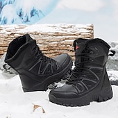 economico Stivali invernali e neve-stivali da neve invernali alti impermeabili da uomo con fodera in pelliccia, suola in gomma antiscivolo, calzature da trekking isolate per climi estremamente freddi, trekking e avventure in montagna