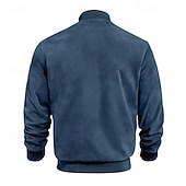 preiswerte Faux-Suede-Jacken-Herren Imitat-Lederjacke Freizeitjacke Urlaub Täglich Warm Tasche Herbst Winter Einfach Mode Klassisch Stehkragen Regulär Schwarz Marineblau Meeresblau Braun Armeegrün Jacken