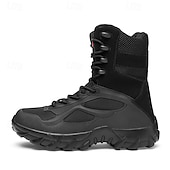baratos Botas de caminhada-Botas de caminhada estilo combate tático masculinas com design de cadarço, suporte de tornozelo, sola grossa antiderrapante, calçado durável para atividades ao ar livre, trabalho, viagens e aventura