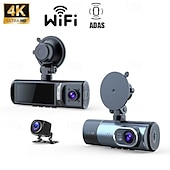 cheap Car DVR-HD 4K three-way dash cam for front inside and rear of the vehicle 3-inch IPS screen with WiFi night vision wide-angle car DVR.