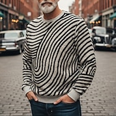 Men's Plaid / Striped / Chevron / Round Sweatshirt Sweatshirts Long Sleeve Sweatshirt Crewneck Vintage Retro Print Holiday Going out Festival Print Fall Winter4