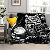 abordables Mantas y colchas-Mantas de vellón Manta para sofá Búho Animal 3D Arte Sofá Cama Manta decorativa Manta cálida Decoración del hogar