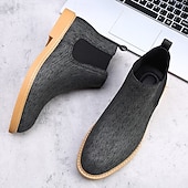 economico Stivali Chelsea-stivali chelsea da uomo color cachi, stile casual e leggero alla caviglia con soffietti elastici, per l'ufficio, le uscite del fine settimana e il comfort quotidiano