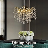 baratos Luzes pendentes-lustre de cristal 6 lâmpadas 23,5 in/ 8 lâmpadas 31,2 in moderno lustre de ouro ramos de iluminação restaurante lustre pingo de chuva lâmpadas penduradas ac110v ac220v