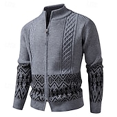 economico Maglioni Cardigan da uomo-Per uomo Felpa Cardigan Maglione Fair Isle A Coste Treccia Maglia Top Regolari Patchwork Blocco di colore Semplice Collo alla coreana Vacanza Moda Casuale Abbigliamento quotidiano Abbigliamento