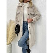 olcso Béléses fleece dzsekik-Női Télikabát Sherpa kabát Kényelmes Légáteresztő Zseb Gombok Alkalmi Sima Vakáció Utca Hétköznapi Hétköznapi viselet Egysoros Hosszú Térfogatcsökkenés Normál Hosszú ujj Felsőruházat Fekete Bor