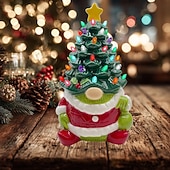 economico luci di Natale da interni-Albero di Natale nano in resina a LED con piccola foglia, luce per interni, camera da letto, studio, sala da pranzo, luce decorativa da tavolo, luce pendente, prop, batteria AAA, scatola da 8,6 * 4,7