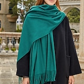 Недорогие Женские накидки и шали-Жен. Прямоугольный платок Шарфы кольцом Повседневные выходные Синий Оранжевый ШАРФ Чистый цвет