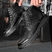 economico Stivali da lavoro-Per uomo Stivali Retrò Camminata Vintage Quotidiano PU Confortevole Stivali a Metà Polpaccio Allacciatura Nero Cachi Primavera Autunno