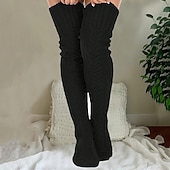 billige Sokker-Dame Knehøye Sokker Strømper utendørs Ferie Helfarge polyester Strikket Grunnleggende Fritid Elastisk Varm 1 par