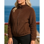 abordables Forros &amp; Chaquetas 3 en 1-Mujer Color sólido Chaqueta con cremallera Chaqueta polar Otoño invierno Manga Larga Ropa Deportiva Resistente al Viento Templado Senderismo Corriendo Viaje Vocación Yoga Negro Verde Trébol Café Ropa