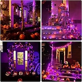voordelige Halloween-verlichting-1 stuk zonne-lichtsnoer Halloween buitendecoratie IP65 waterdicht zonne-sprookjesachtige twinkelende lichtjes 8 verlichtingsmodi geschikt voor Halloween, Kerstmis, feest, boom, bruiloft, tuin, balkon,