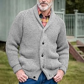 Pánské Svetr Cardigan Šaty svetr Masivní kardigan Oříznutý svetr Kabel Plést Standardní Tlačítko nahoru Bez vzoru Klopa Vinobraní protažení Ležérní Denní nošení Oblečení Klínové rukávy Podzim Zima levne pánský svetr cardigan-Pánské Svetr Cardigan Šaty svetr Masivní kardigan Oříznutý svetr Kabel Plést Standardní Tlačítko nahoru Bez vzoru Klopa Vinobraní protažení Ležérní Denní nošení Oblečení Klínové rukávy Podzim Zima