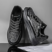 economico Sneakers Casual-scarpe da ginnastica da uomo bianche e robuste: comode scarpe sportive con lacci e suola spessa per la corsa, la palestra e lo stile casual quotidiano