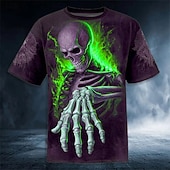 ieftine tricouri de Halloween-T-Shirt Halloween pentru bărbați cu iluzie optică 3D schelet T-shirt cu mânecă scurtă imprimat 3D tricou cu guler rotund designer exagerat petrecere de groază sărbătoare galben roșu portocaliu vară