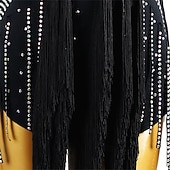 cheap Competition Dress-Women's Black Fringe Latin Dance Dress with Rhinestone Detailing, Sleeveless, and Crisscross Straps – Perfect for Salsa, Rumba, and Performance Wear