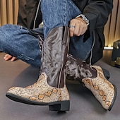 olcso Cowboy és nyugati csizma-Férfi western kígyómintás cowboy csizma merész dizájnnal – stílusos és strapabíró lábbeli, tökéletes western témájú eseményekre, szabadtéri kalandokra és hétköznapi kirándulásokra