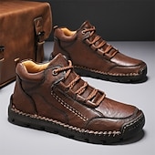 baratos Botas de cano curto-Botas de caminhada masculinas marrons com sola durável – calçados casuais versáteis para atividades ao ar livre, caminhadas e aventuras de fim de semana