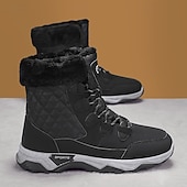 baratos Inverno e botas de neve-Botas de neve masculinas acolchoadas à prova d'água com gola de pele, calçados casuais quentes para caminhada ao ar livre no inverno