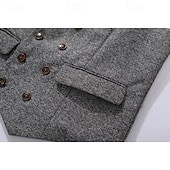 preiswerte Herrenweste-Herren Tweedweste Weste Formell Hochzeit Urlaub Täglich Vintage Mode Frühling Herbst Tasche Knöpfe Polyester Bequem Fischgrätenmuster Einreihig V Ausschnitt Revers Normale Passform Khaki Grau Weste