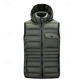preiswerte Herren Steppweste-Herren Steppweste Weste Gilet Urlaub Täglich Date Mode Lässig Herbst Winter Tasche Nylon Warm Bequem Einfarbig Reisverschluss Mit Kapuze Normale Passform Schwarz Burgunderrot Armeegrün Dunkelblau