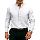 abordables chemises sans repassage pour hommes-Homme Chemise Chemise habillée Chemise à col officier Uni Mariage Extérieur Noir Blanche Vin Bleu manche longue Col montant N / C Vêtement Tenue Avec Poches