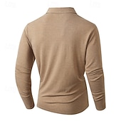 preiswerte Klassisches Poloshirt für Herren-Herren Golfshirt Golf Poloshirts Arbeit Lässig Revers Langarm Basic Modern Einfach Tasche Knöpfe Frühling Herbst Normale Passform Schwarz Weiß Marineblau Dunkelgrün Khaki Armeegrün Golfshirt