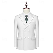 abordables Blazers Classiques pour Hommes-Homme Blazer Affaires Cocktail Fête de mariage Mode Occasionnel Printemps Automne Polyester Uni Avec Poches Boutons Confortable Double Boutonnage veste Noir Blanche Jaune Rose Claire