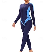 お買い得  ワンピースラッシュガード-女性用 ラッシュガード 全身水着 ダイブスキンスーツ パッチワーク UPF50+ 速乾性 高弾性 長袖 スイムウェア サーフィン 潜水 シュノーケリング 夏