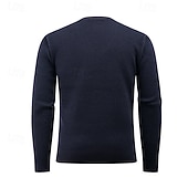 economico maglione pullover da uomo-Per uomo Maglione Maglione a maglia A Coste Maglia Top Regolari Lavorato a maglia Plaid Scollo a V Moda Essenziale Vacanza Abbigliamento quotidiano Abbigliamento Primavera Autunno Blu marino Cachi S