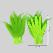  1 pár karácsonyi zöld szörnykesztyű, aranyos bolyhos jelmez kellékek karácsonyi halloweeni cosplayhez, partidekorációhoz, fotózáshoz és színpadi előadáshoz