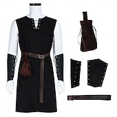abordables Tenues-Rétro Vintage Médiéval Renaissance Armure Ensemble d&#039;accessoires Tunique Guerrier Viking Déguisement Homme Viking Halloween Carnaval Performance LARP Foire de la Renaissance Adulte Gilet Ceinture Sac