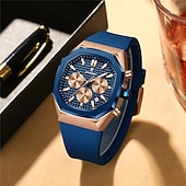 olcso Quartz órák-poedagar üzleti karóra férfiaknak vízálló, világító kronográf dátum férfi karóra szilikon szíjas kvarc férfi karóra 893