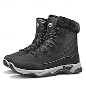 baratos Inverno e botas de neve-Botas de neve masculinas acolchoadas à prova d'água com gola de pele, calçados casuais quentes para caminhada ao ar livre no inverno