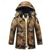 billige Fleece og 3 i 1 jakker-Herre Turjakke Fleece-jakke Pufferjakke Termisk sett Bomull Vinter utendørs Kamuflasje Hold Varm Topper Grønn Kakifarget