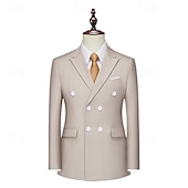 abordables Blazers Classiques pour Hommes-Homme Blazer Affaires Cocktail Fête de mariage Mode Occasionnel Printemps Automne Polyester Uni Avec Poches Boutons Confortable Double Boutonnage veste Noir Blanche Jaune Rose Claire