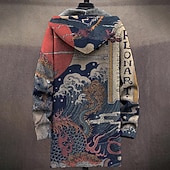 Χαμηλού Κόστους ανδρικό φλις μπουφάν-Ανδρικά Γραφική Χειμερινό παλτό Μπουφάν fleece Παλτό Διατηρείτε Ζεστό Άνετο Καθημερινό Causal Καθημερινά Ρούχα Φερμουάρ Τσέπη 3D εκτύπωση Φθινόπωρο Χειμώνας Με Κουκούλα Μακρυμάνικο Ρουμπίνι