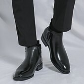levne Dámské boty-Pánské hnědé kotníkové boty chelsea z umělé kůže – boční zip na zip, vhodné do práce, kanceláře i na běžné nošení
