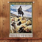 billiga Gobelänger-Skönhet Uyghur etnisk stil väggtapet konstnärlig bakgrundsdekoration boho hängande konst för sovrum vardagsrum eller café