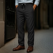 abordables Lâche-Homme Gauffré Pantalons Pantalons Amples Boutons Uni Portable Longueur complète Extérieur Quotidien Camping &amp; Randonnée Vacances Mode Noir Blanche