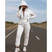 abordables Chándales-Mujer Sudadera con capucha de una pieza Conjuntos de mono Otoño Cerrar Color sólido Trajes de Yoga Blanco Verde Ejército Senderismo Vocación Al Aire Libre Manga Larga Deporte Ropa de Deporte
