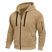 economico Felpa Tattica-Per uomo Felpa con cappuccio Felpa con cappuccio a zip intera Velluto a coste Felpa con cappuccio tattica Nero Bianco Verde militare Rosso Borgogna Con Cappuccio Semplice Testurizzato Sport &amp; Outdoor